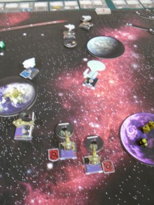 From a different view the Cardassians sweep around the third moon to purcue Voyager and Sisko and Picard hunt down the evasive Maquis rebels.
