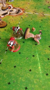 An Orc thrower and Blitzer chase back to bring the Ghoul down.